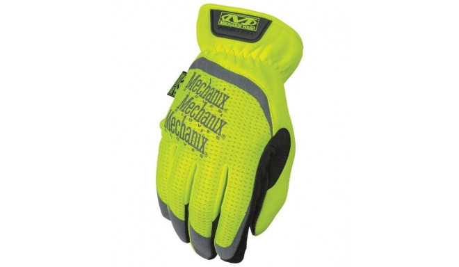 Pirštinės Mechanix FastFit® HiViz geltonos L dydis. Rauktas rankogalis, dirbtinė oda, TrekDry®, švie