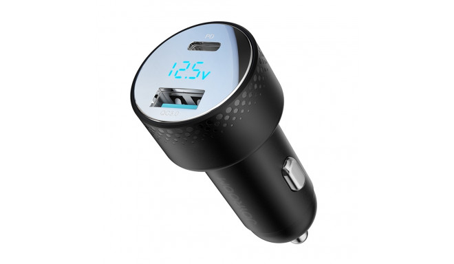 Car charger with voltmeter 53W (USB C, USB) Joyroom JR-CCD01 black