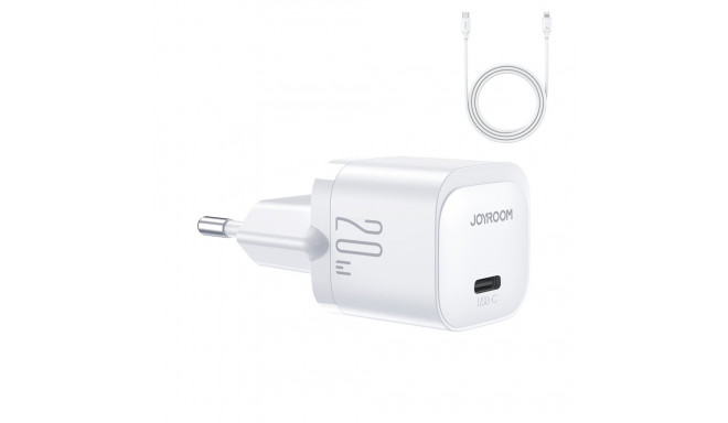 USB C 20W PD mini charger with USB C cable - Lightning Joyroom JR-TCF02 - white