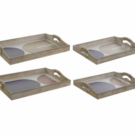 Kandik DKD Home Decor 40,6 x 30 x 6 cm Beež Sinine Puit MDF (2 Ühikut)