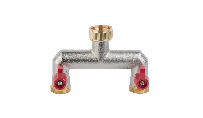 Dviejų krypčių skirstytuvas su vožtuvais, vidinis ir išorinis sriegis 3/4", nickiel BRASS