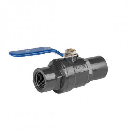 PN10 PVC combined valve, SS handle 3/4" female / 3/4" female