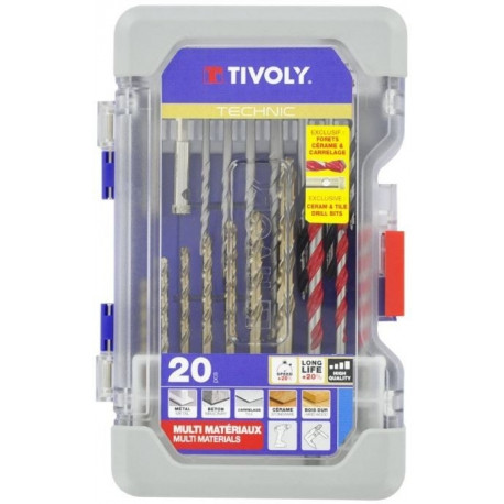 Drills set Multi Material 20pcs - for metal, wood, concrete and tiles