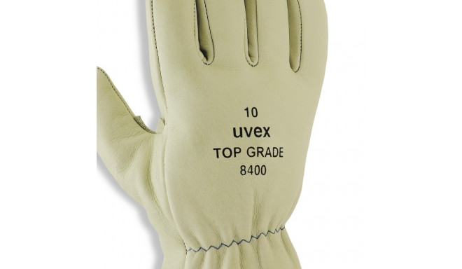 Gloves Uvex Top Grade 8400, leather, wrinkled cuff, size 10