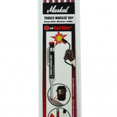 Varuterad Trades-Marker® Dry markeerimispliiatsile. Keevitajale punane Red Riter, 6tk
