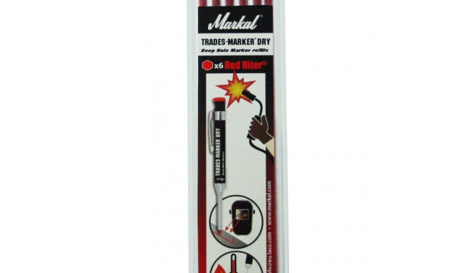 Varuterad Trades-Marker® Dry markeerimispliiatsile. Keevitajale punane Red Riter, 6tk