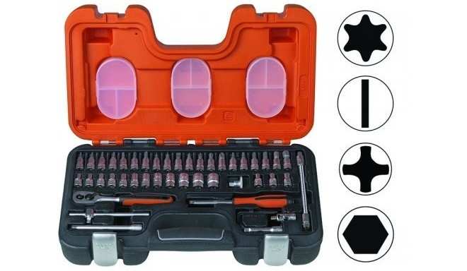 Sockets and bits set 4-13mm 46 pcs 1/4"