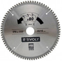 Circular saw blade Tivoly 190x30x2.5/1.7mm, z60, 3°, (20mm adaptor), for non ferrous metals