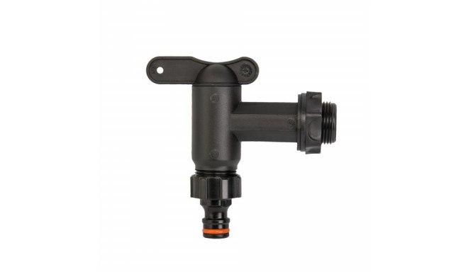 PP tap with GZ 3/4 "inlet, GZ 3/4" outlet + nipple - black