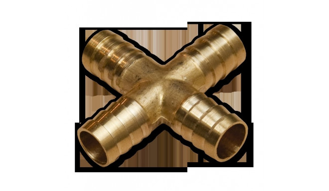 Four-way connector for 6mm hose BRASS