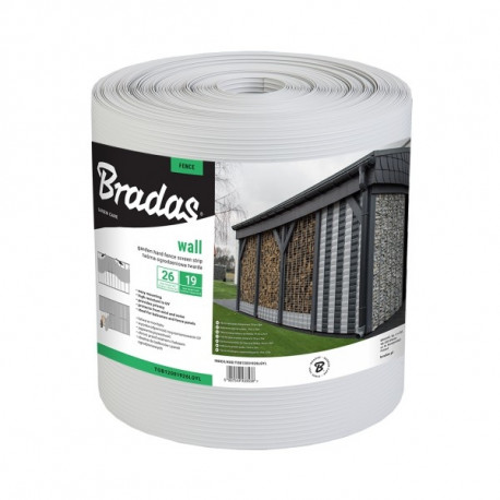 Garden fence screen strip SOLID 19cm x 26m, 1200g/m² light grey