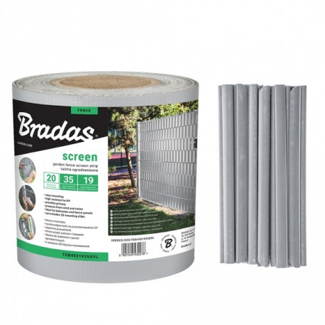 Garden fence screen strip 19cm x 35m, 450g/m² light grey