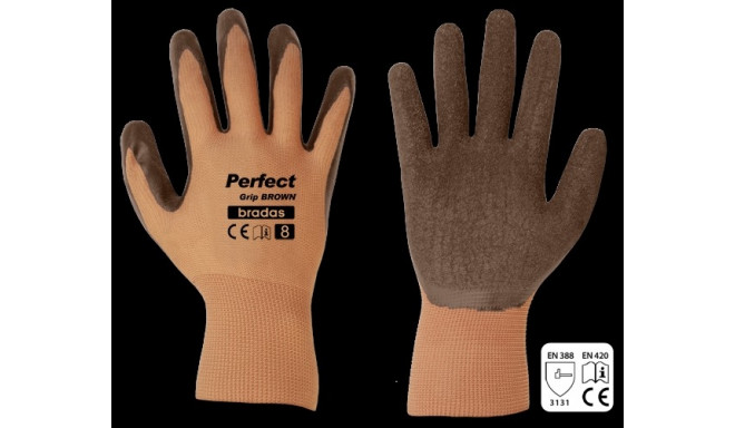 Gloves PERFECT GRIP BROWN latex, size 9