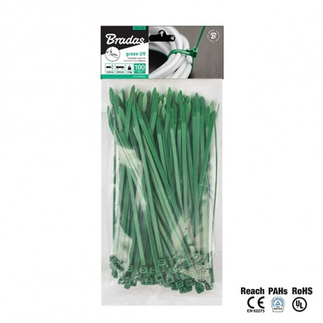 Releasable cable ties 7,6 x 300mm GREEN, 100pcs