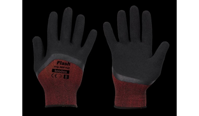 Gloves FLASH GRIP RED FULL latex, size 9