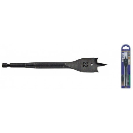 Flat wood drill 36 mm, reinforced body, 1/4 hex shank