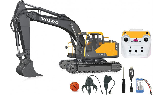 Jamara Excavator Volvo EC160E Metal, play figure (yellow/dark grey, 1:16)