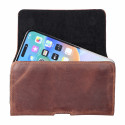 ROYAL Crazy Horse - Leather universal belt holster / brown - Size M - for IPHONE 12 MINI / 13 MINI /