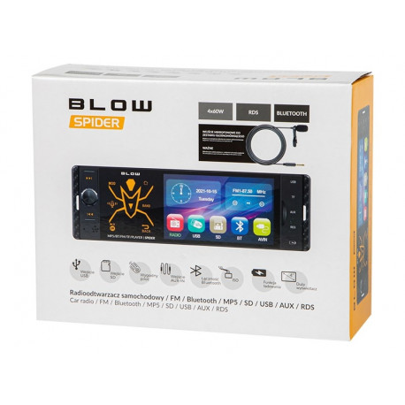 Radio BLOW SPIDER 4" RDS RGB MP5/USB/micro SD/BLUETOOTH