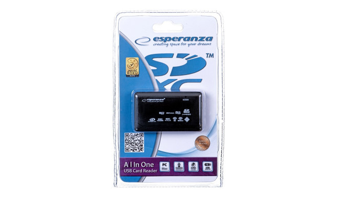Esperanza EA117 mälukaardilugeja must USB 2.0