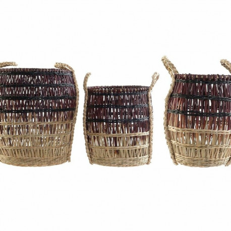 Korvikomplekt DKD Home Decor Naturaalne Lillla Merihein (3 Tükid, osad)