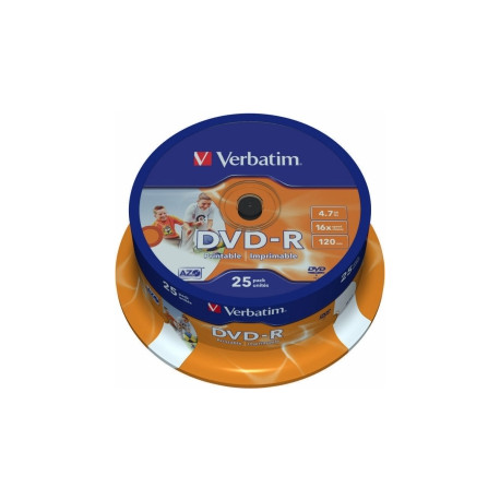 Matricas DVD-R AZO Verbatim 4.7GB 16x Wide Printable ID Brand 25 Pack Spindle