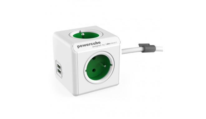 Allocacoc PowerCube Extended USB Groen 1,5m Kabel (FR)