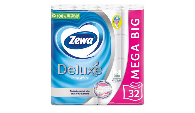 PAPER TOILET ZEWA DELUXE PURE WHITE 32