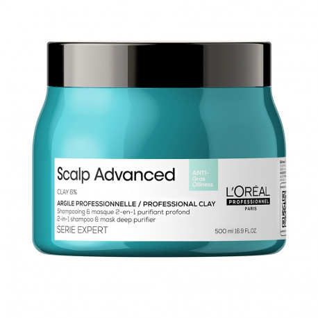 L'ORÉAL PROFESSIONNEL PARIS SCALP ADVANCED anti-oiliness 2-in1 shampoo & mask deep purifer clay 500