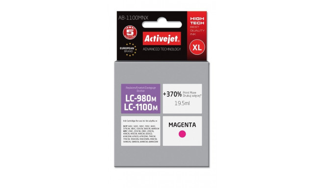 Activejet AB-1100MNX tindikassett (asendus Brother LC1100/LC980M; Supreme; 19,5 ml; magenta)