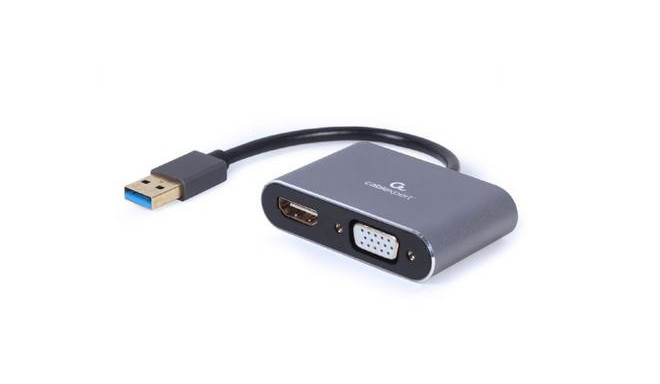 Gembird A-USB3-HDMIVGA-01 USB graphics adapter 3840 x 2160 pixels Grey