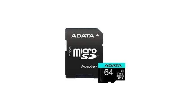 MEMORY MICRO SDXC 64GB W/ADAP./AUSDX64GUI3V30SA2-RA1 ADATA