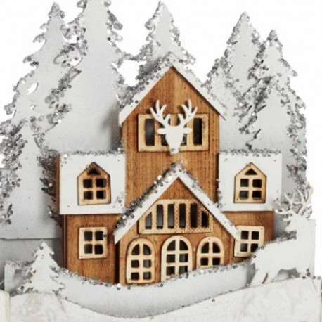 Decorative Figure Krist+ YF19-106 YF19-106 White Brown Town 44 x 43 x 6 cm Light (4 Units)
