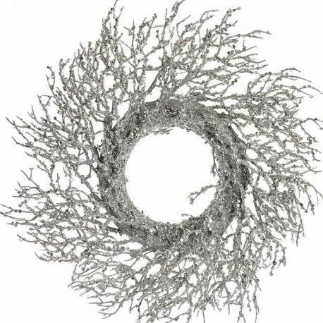 Advent wreathe Krist+ 3300/16-DB9-1 3300/16-DB9-1 Silver Plastic Branch 50 x 10 x 50 cm (2 Units)