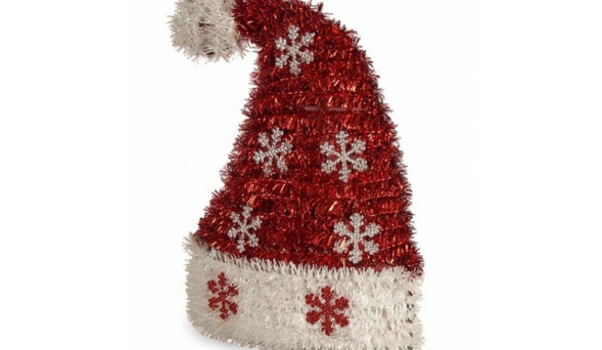 Decorative Figure Father Christmas Hat Tinsel White Red polypropylene PET 17 x 23 x 9,5 cm (12 Units