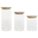 3 toru Home ESPRIT Läbipaistev Silikoon Bambus Borosilikaatklaas 10 x 10 x 22,3 cm