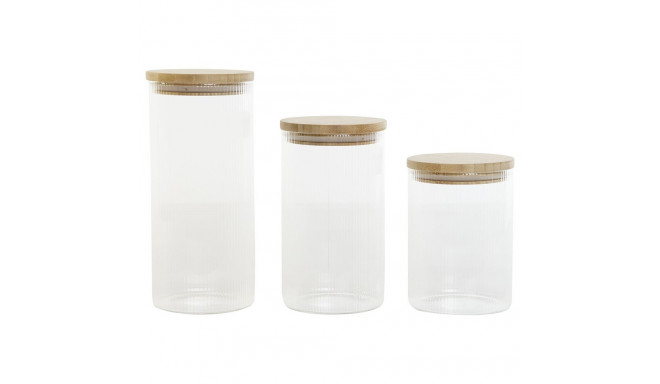 3 Tubs Home ESPRIT Transparent Silicone Bamboo Borosilicate Glass 10 x 10 x 22,3 cm