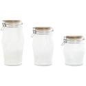 3 Tubs Home ESPRIT Transparent Silicone Bamboo Crystal 13,5 x 13,5 x 27 cm