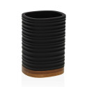 Toothbrush Holder Versa Black Resin Bamboo 7,6 x 10,6 x 6,7 cm