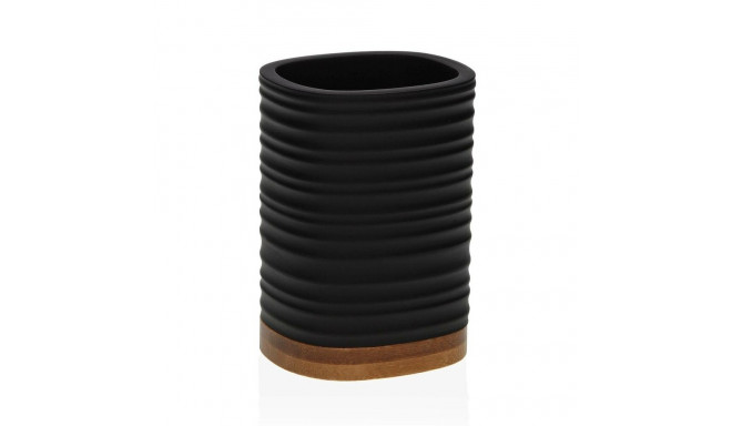 Toothbrush Holder Versa Black Resin Bamboo 7,6 x 10,6 x 6,7 cm