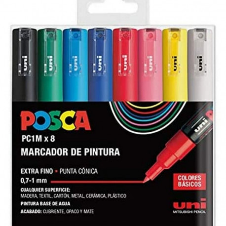Markerite komplekt POSCA PC-1M 8 Tükid, osad Mitmevärviline