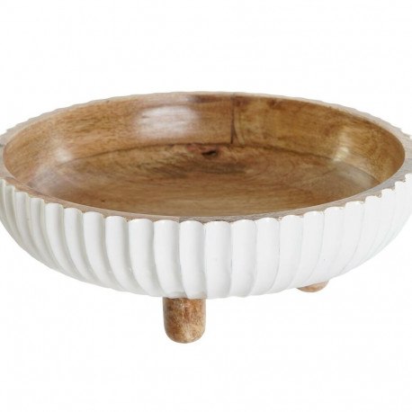 Lauakaunistus DKD Home Decor Valge Tumepruun Mangopuit 25 x 25 x 9 cm