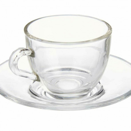 Cup with Plate Vivalto S12212/BHA S12212/BHA Transparent Glass 85 ml (6 Units)