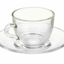 Cup with Plate Transparent Glass 85 ml (6 Units)