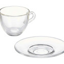 Cup with Plate Transparent Glass 85 ml (6 Units)