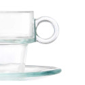 Cup with Plate Transparent Glass 90 ml (6 Units)