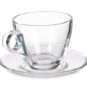 Cup with Plate Transparent Glass 170 ml (6 Units)