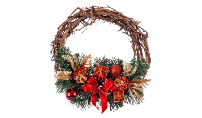 Advent wreathe Rattan Red Multicolour PVC 20 x 20 x 10 cm