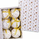 Christmas Baubles White Golden Paper Polyfoam 7,5 x 7,5 x 7,5 cm (6 Units)