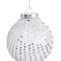 Christmas Baubles White Silver Plastic Fabric Sequins 10 x 10 x 10 cm (4 Units)